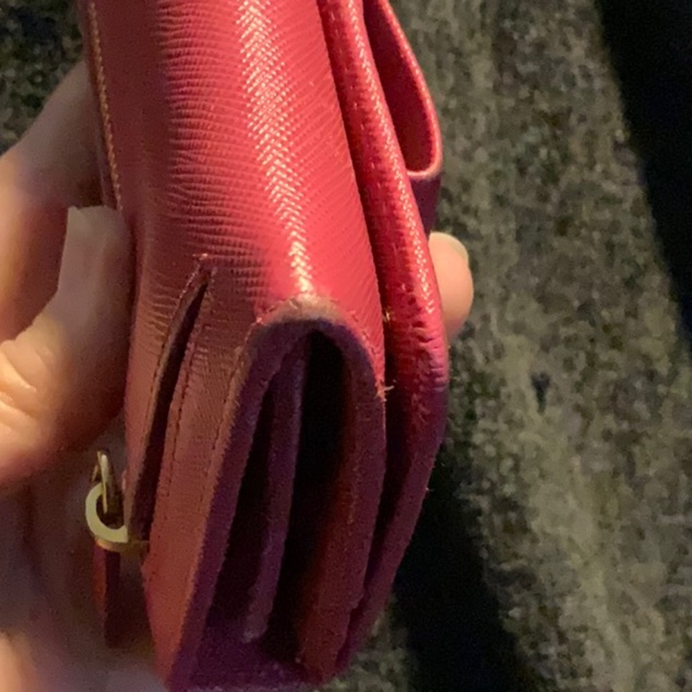 PRADA Leather Wallet Bow, Pink Saffiano Fiocco Ribbon 1M1132 Long Wallet Peonia - Picture 7 of 8